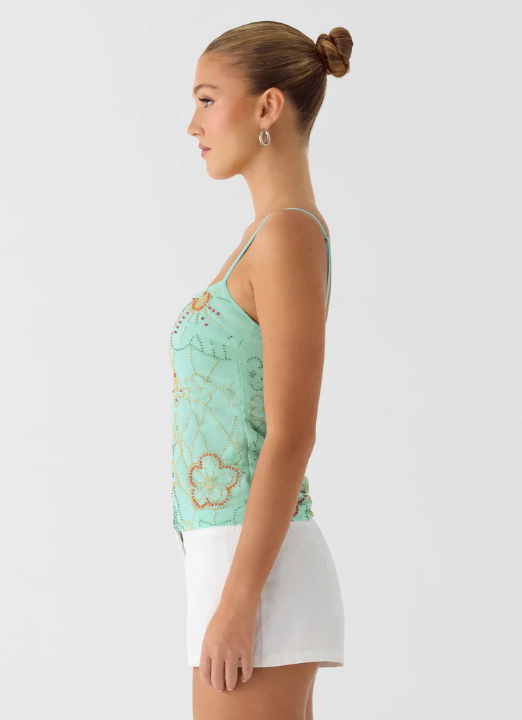 Top perlé Be Alright - Turquoise
