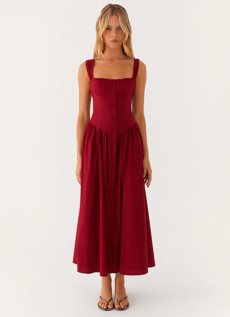 Robe Midi Emmalina - Rouge Profond