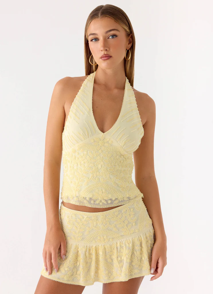 Top perlé Mimi - Jaune
