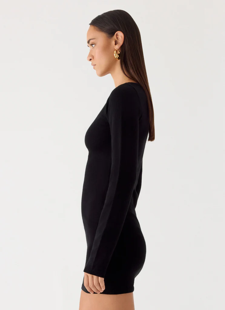 Robe Mini Tricot Soft Vision - Noir
