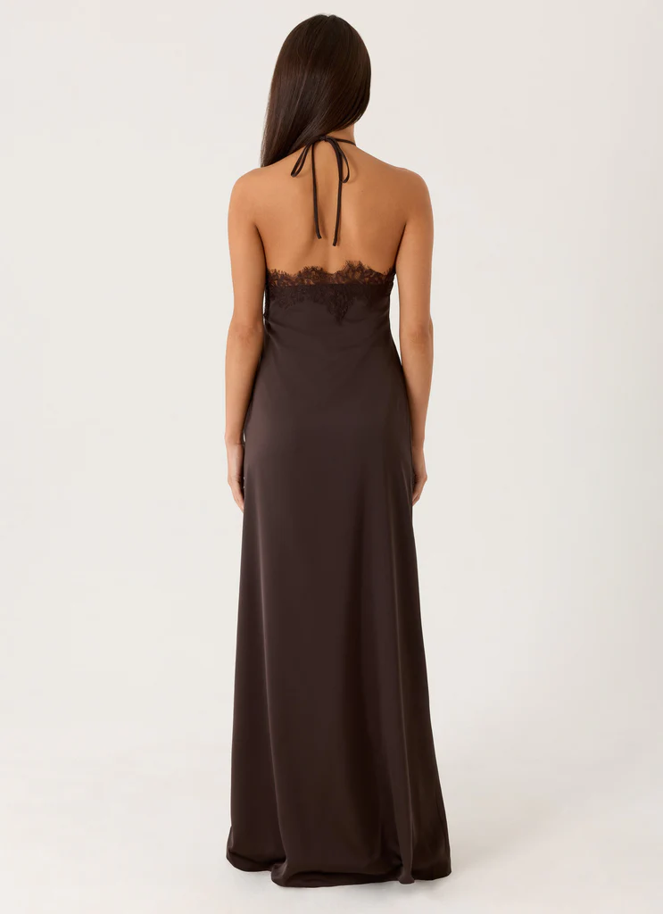 Robe maxi à bretelles Samaria - Chocolat