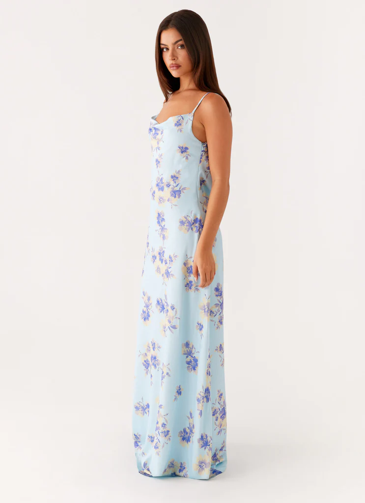 Robe maxi à col en châle Liana - Imprimé
