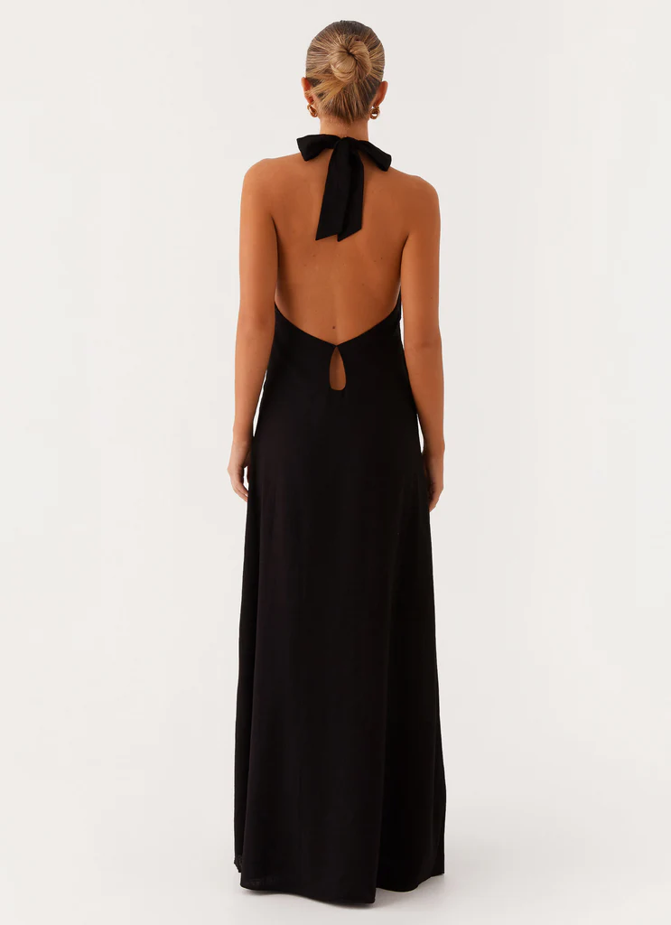 Robe maxi en lin Golden Child - Noir