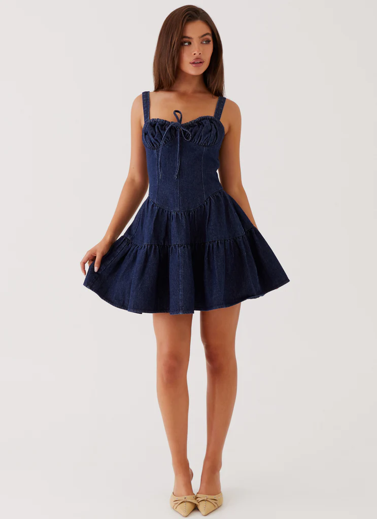 Robe mini en denim Lucie – Indigo Robe mini en denim Lucie - Indigo
