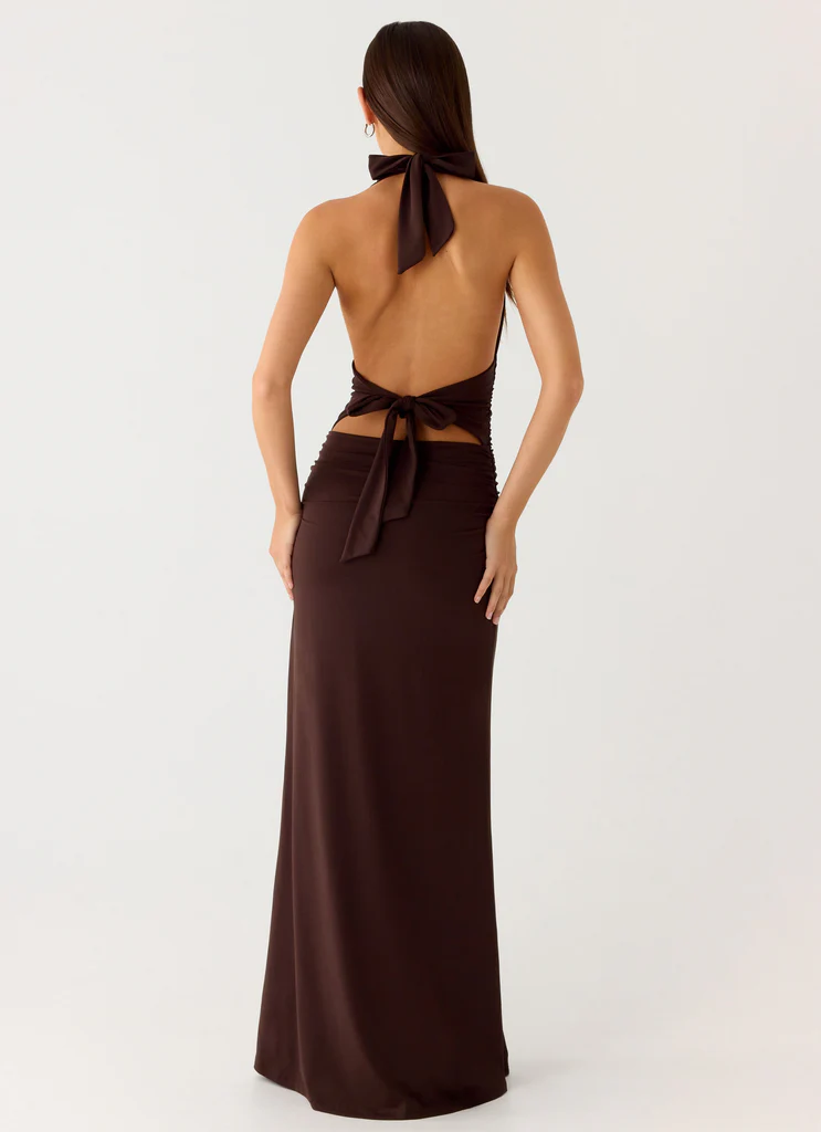 Robe maxi à bretelles Ilaria - Chocolat
