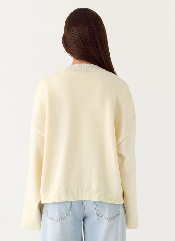 Cardigan à un bouton Annie - Crème ivoire