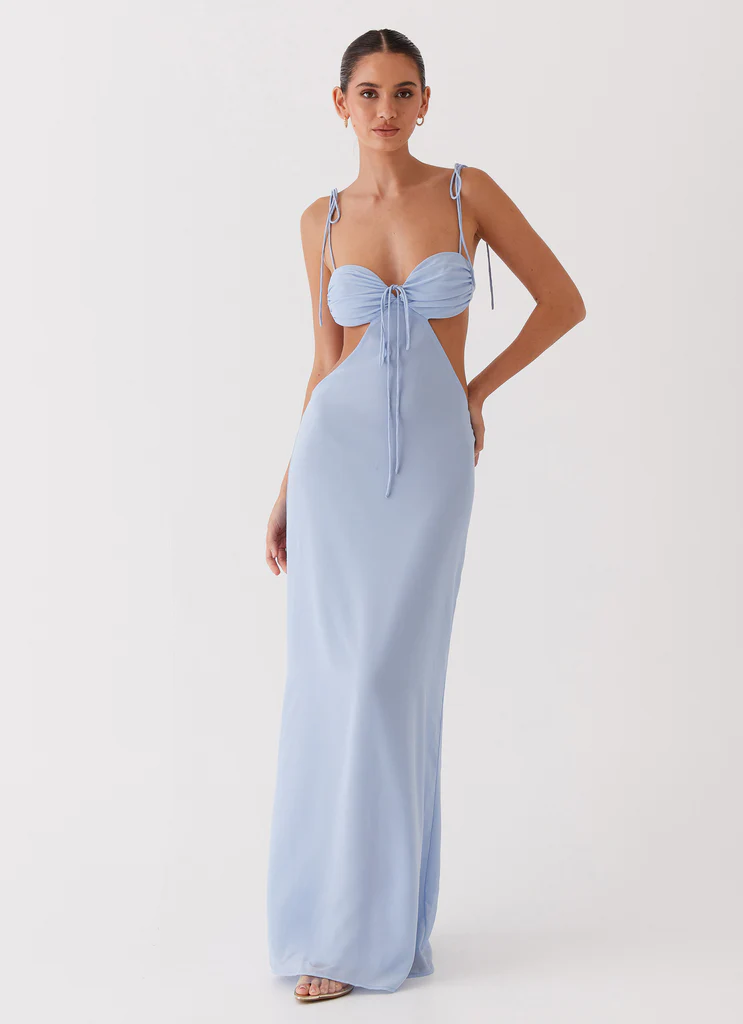 Robe maxi à volants Tyra - Bleu