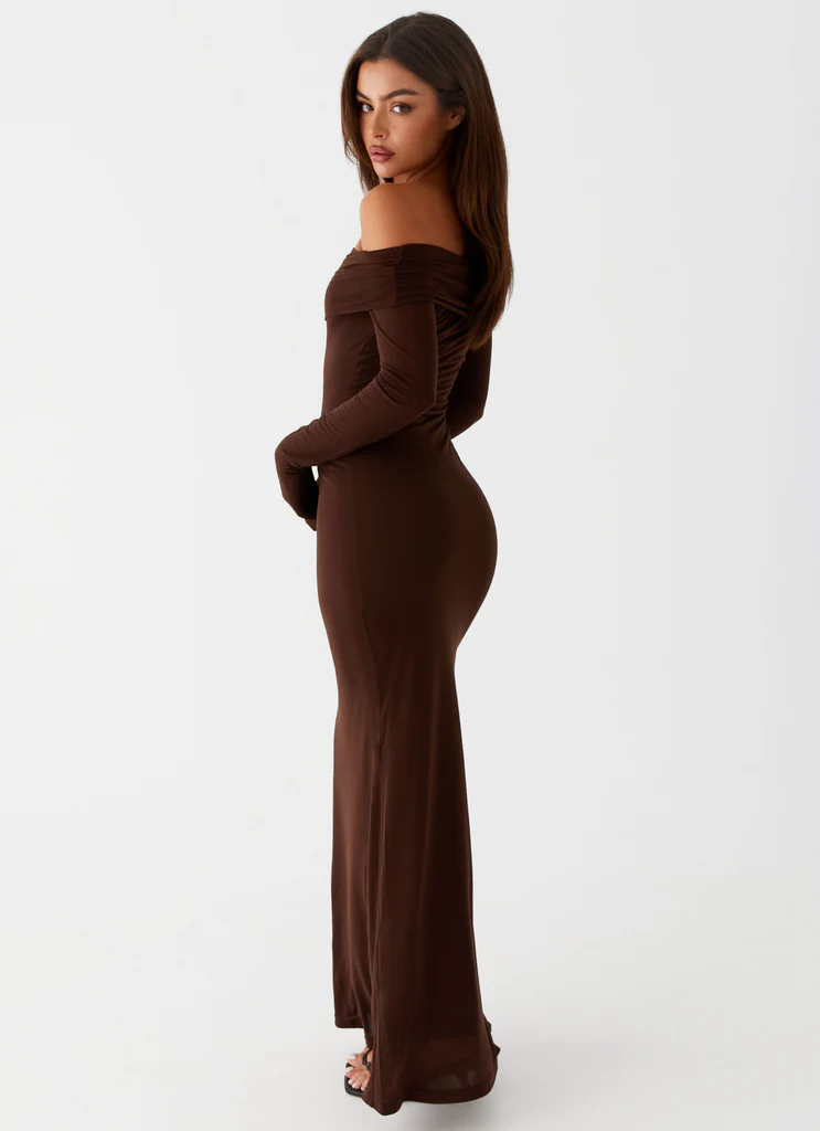 Robe maxi à manches longues Cocoa - Chocolat