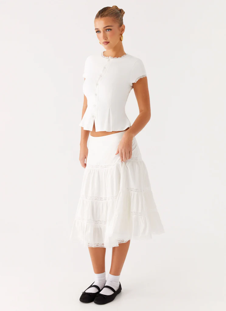 Jupe Midi Good Vibes - Blanc