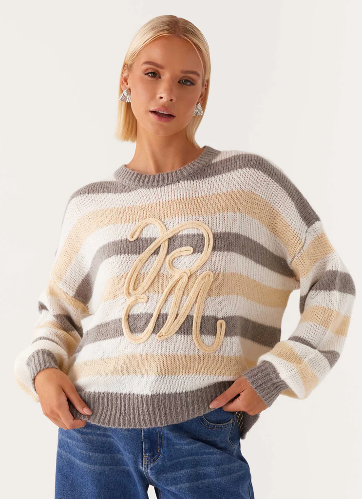 Pull Oversize à Caractère Principal - Rayures