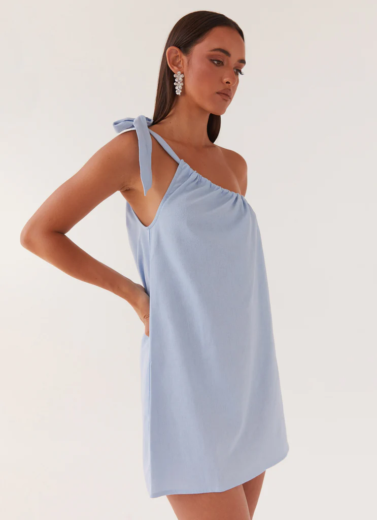 Robe Mini en Lin Art Of Waves - Cerulean