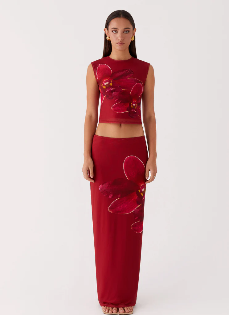 Jupe maxi en maille Waiting For Dawn - Rosa