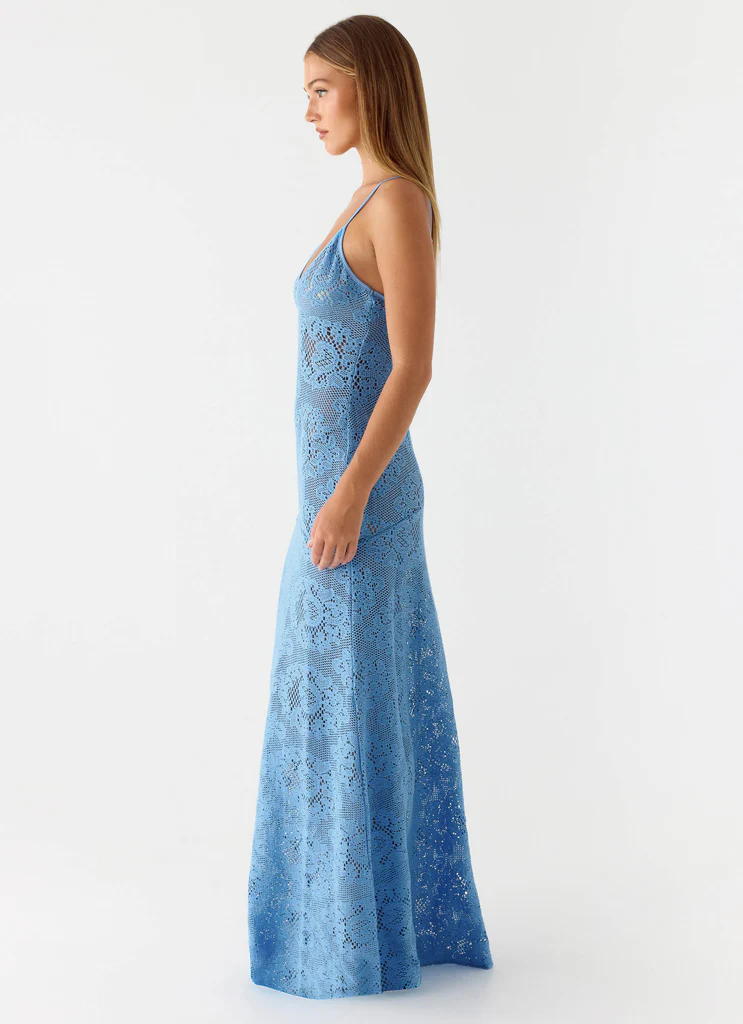 Robe maxi à crochet Zelella – Bleu vif Robe maxi à crochet Zelella - Bleu vif