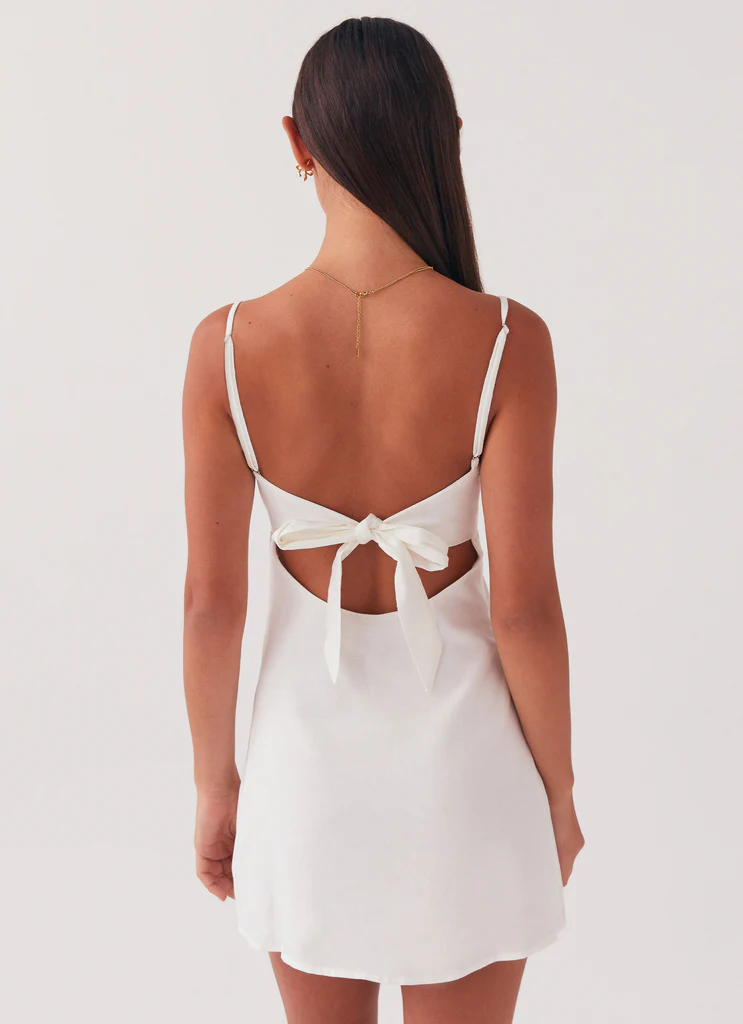 Robe Mini en Lin Flora - Blanc