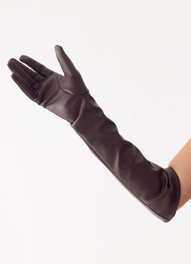Gants en cuir synthétique Attalina - Chocolat