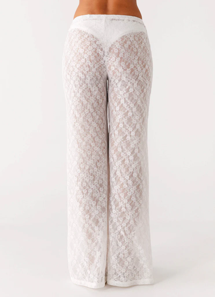 Pantalons en dentelle Matcha - Blanc