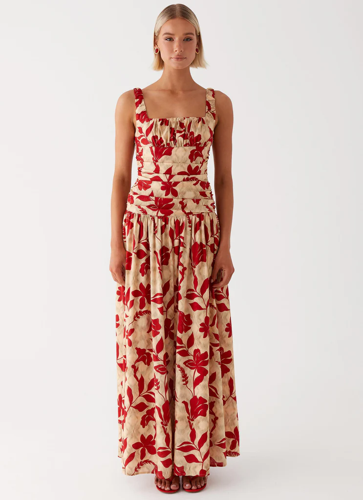 Robe maxi en lin Zinna - Rouge