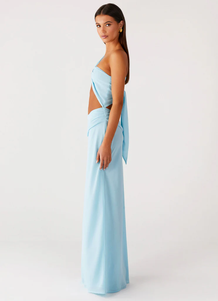 Robe maxi à épaule unique Cindelle - Turquoise