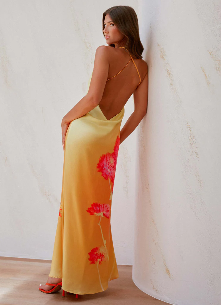 Robe Maxi Chloe – Fleurs Orange Robe Maxi Chloe - Fleurs Orange