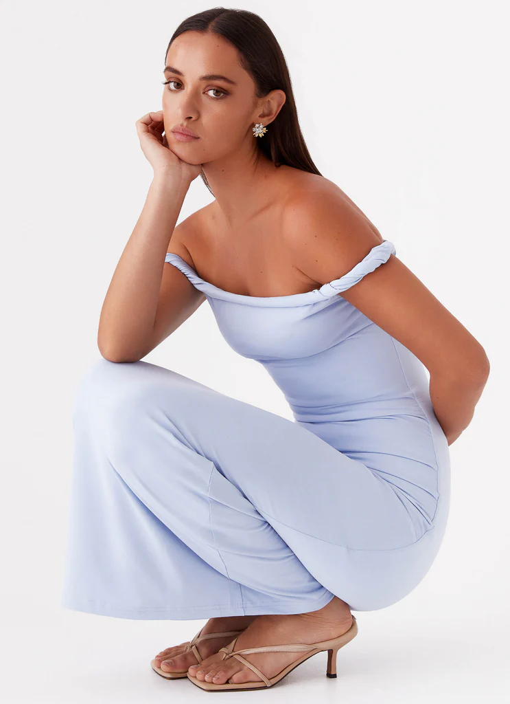Robe Maxi Épaulette Arabella Twist - Bleu
