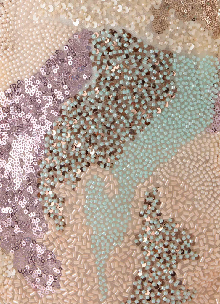 Robe Mini Sans bretelles à Perles Leena - Paillettes en Tourbillon