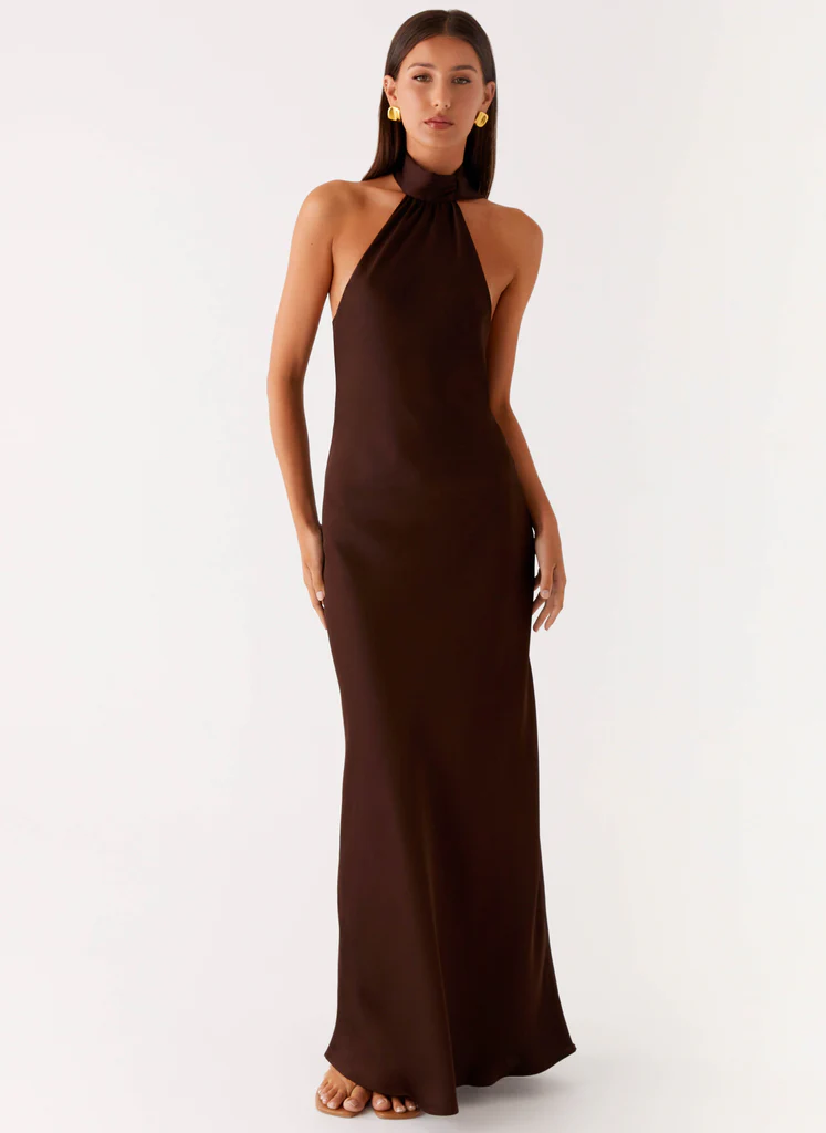 Robe maxi Keena à foulard - Chocolat