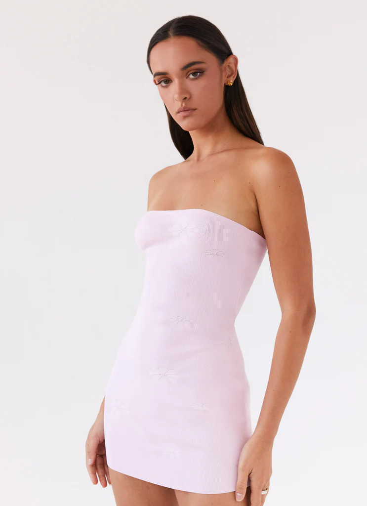 Robe mini à brides sans bretelles en maille Ashton - Rose