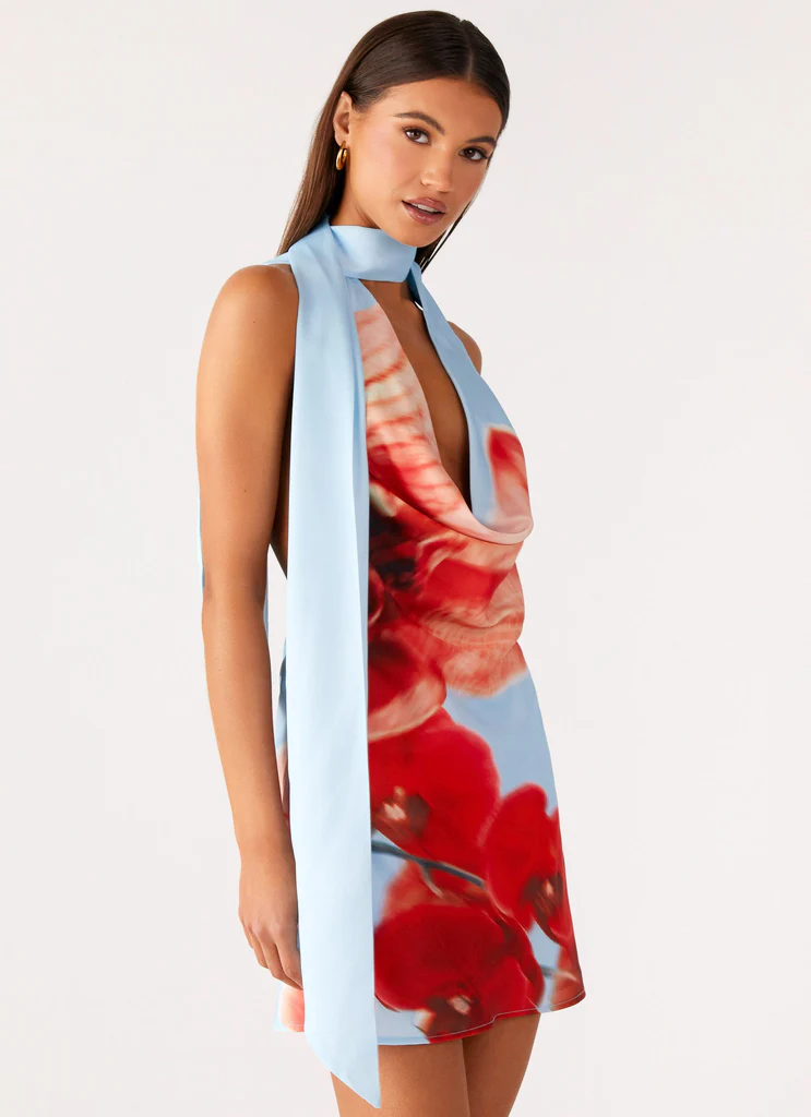 Robe Mini Heidi – Fleurs Turquoise Robe Mini Heidi - Fleurs Turquoise