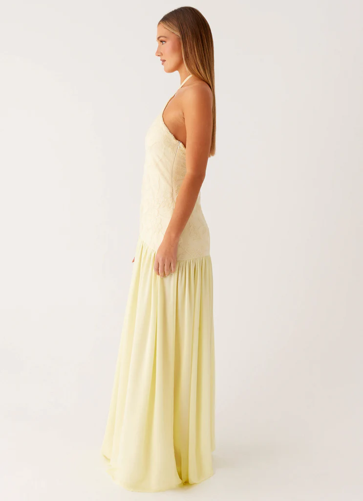 Robe maxi aux perles Janelle - Jaune