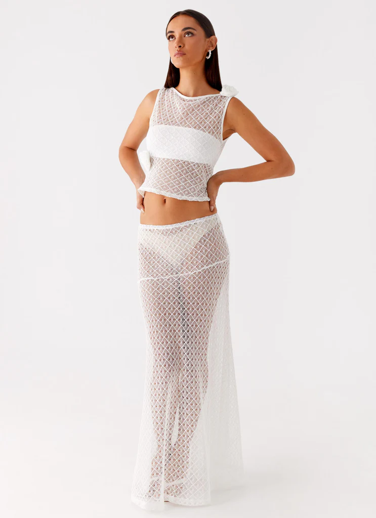 Jupe maxi en crochet Velli - Blanc