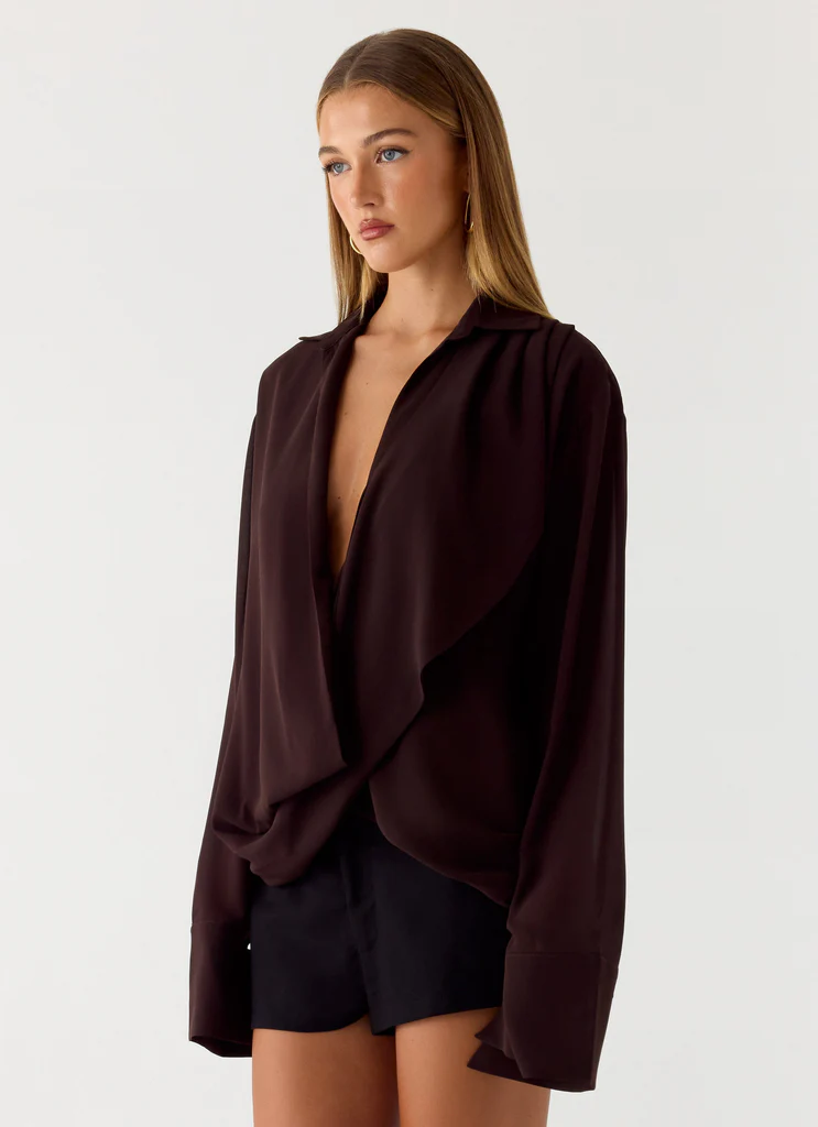 Chemise Annah Wrap - Chocolat