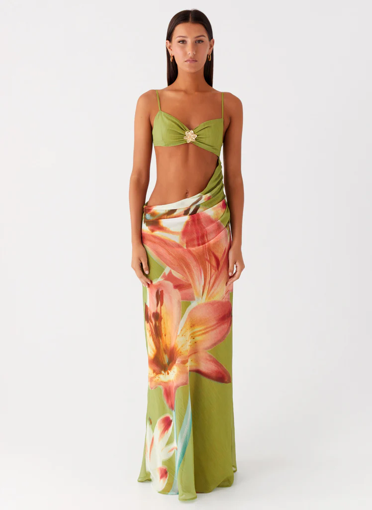 Robe maxi à découpe Tropic Rush - Floral jungle