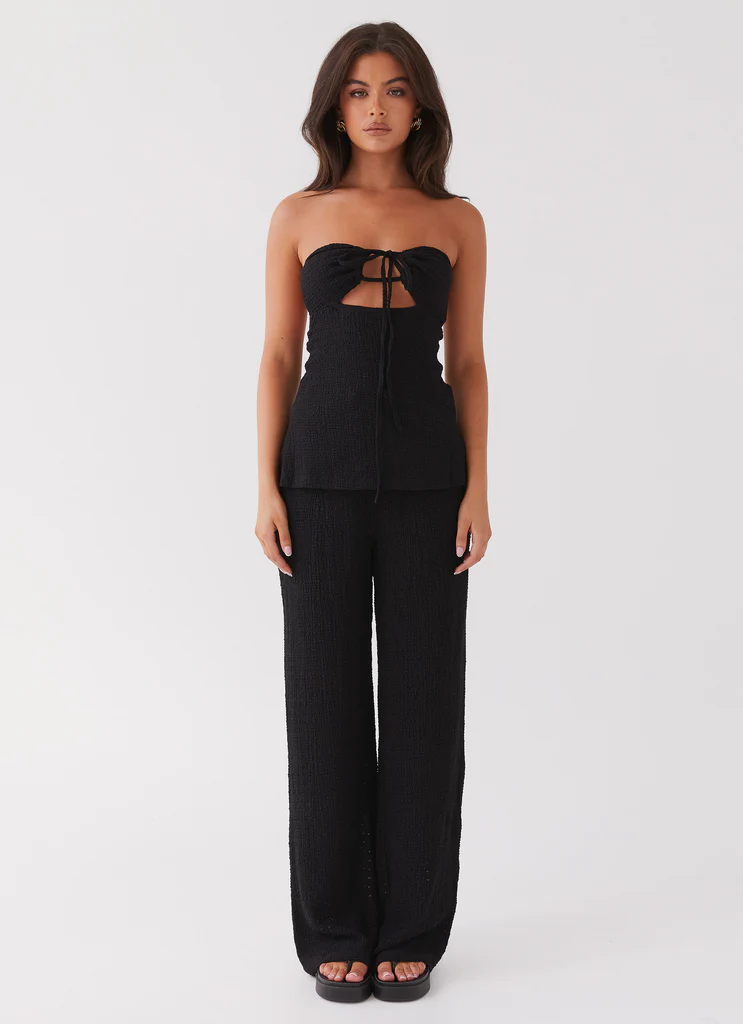 Pantalons en waffle Jadey - Noir