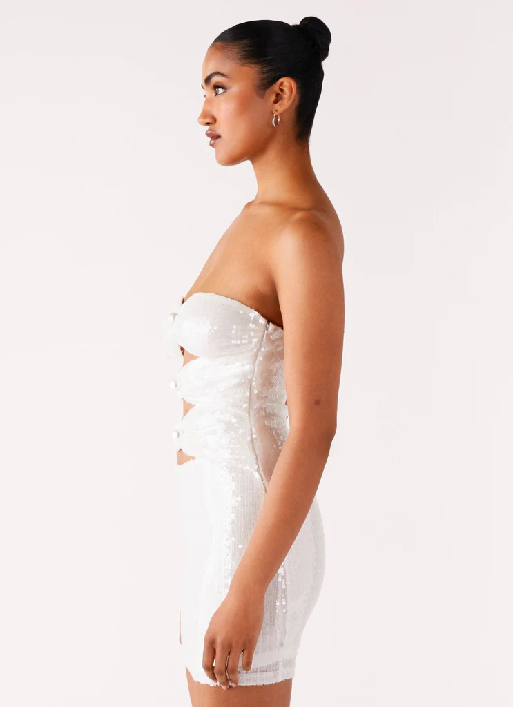 Robe Mini Strass Clyra – Ivoire Robe Mini Strass Clyra - Ivoire