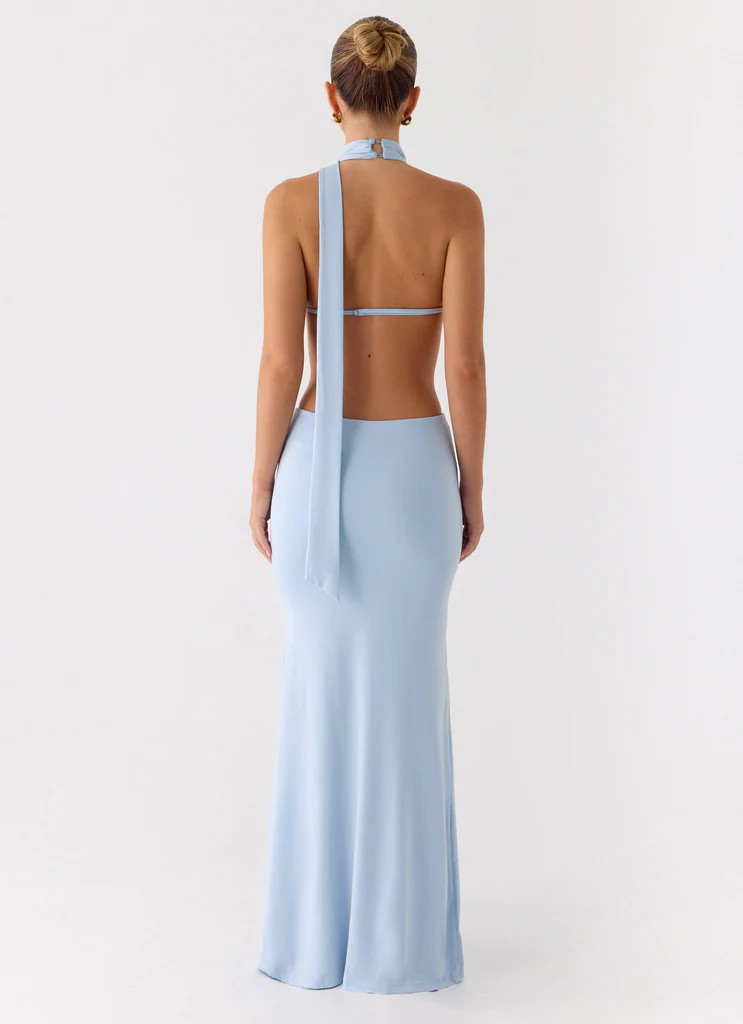 Robe Maxi Signes d'Alerte - Bleu