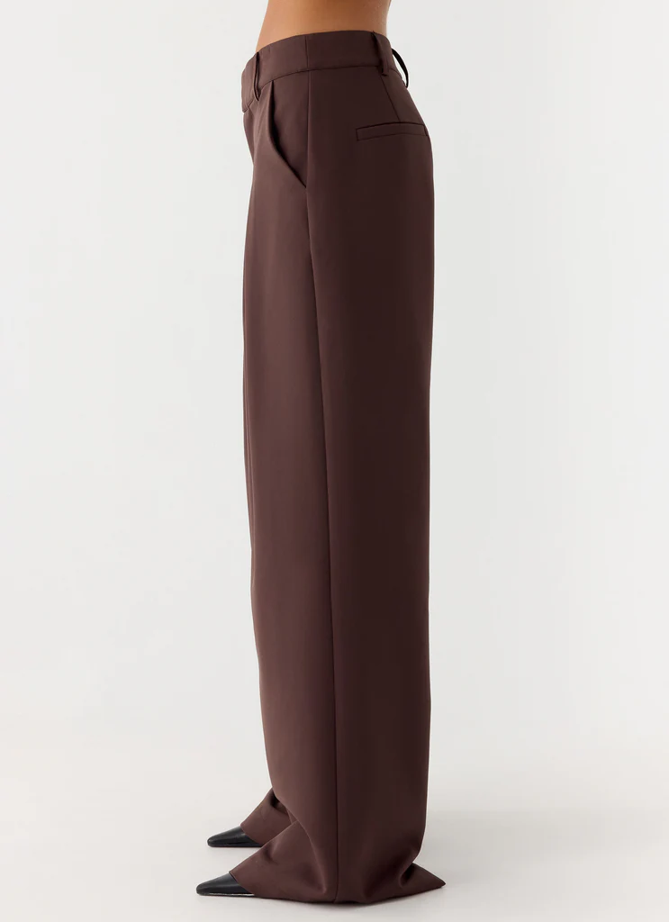 Pantalon Sora à taille basse - Chocolat foncé