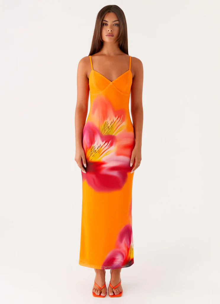 Robe Midi Kasey – Tropical Orange Robe Midi Kasey - Tropical Orange