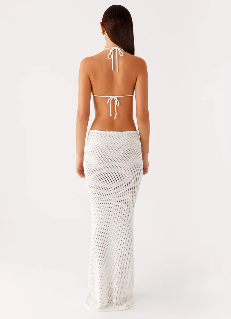 Robe maxi à mailles Caicos - Blanc