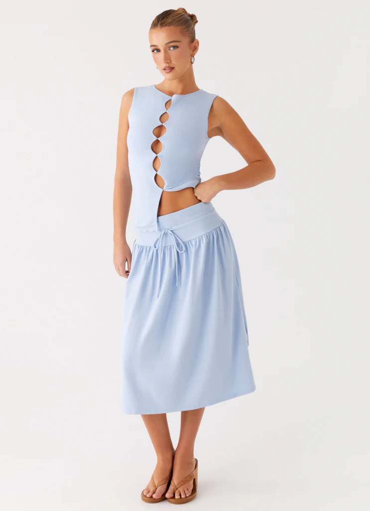 Jupe mi-longue Silver Tides - Bleu