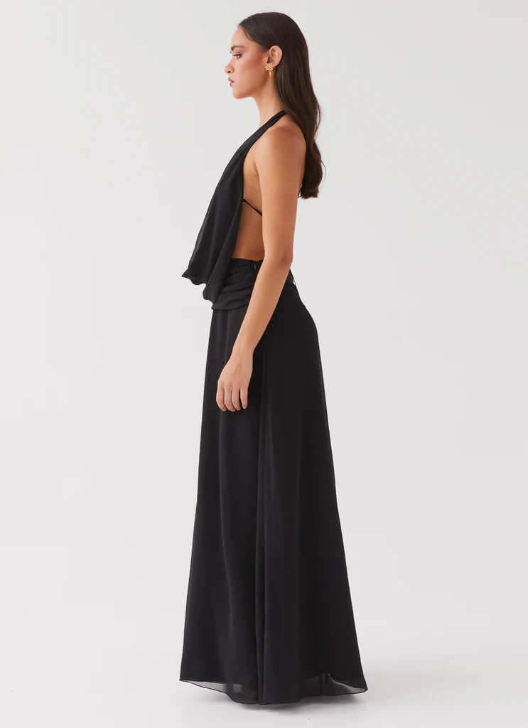 Robe Maxi Chiffon Elysia – Noir Robe Maxi Chiffon Elysia - Noir
