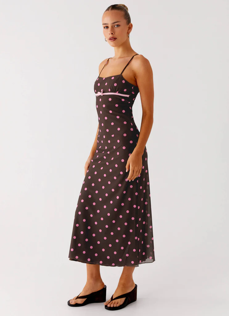 Robe Midi Latto - Dots Chocolat Fraise
