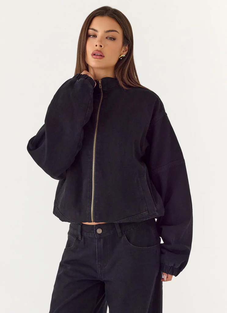 Veste Bomber en Denim Waylon - Noir