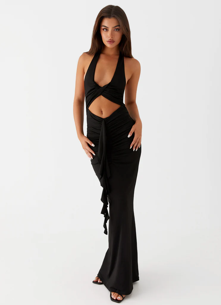 Robe maxi à volants Allanna – Noir Robe maxi à volants Allanna - Noir