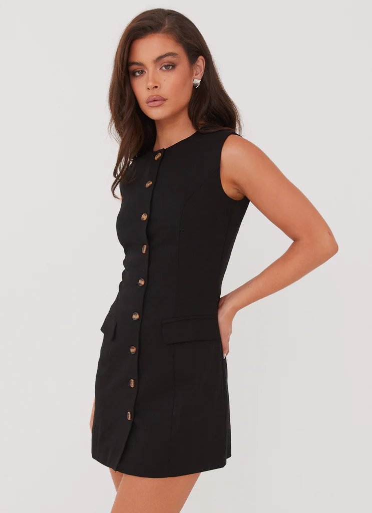 Robe mini en lin Castello Fiore - Noir