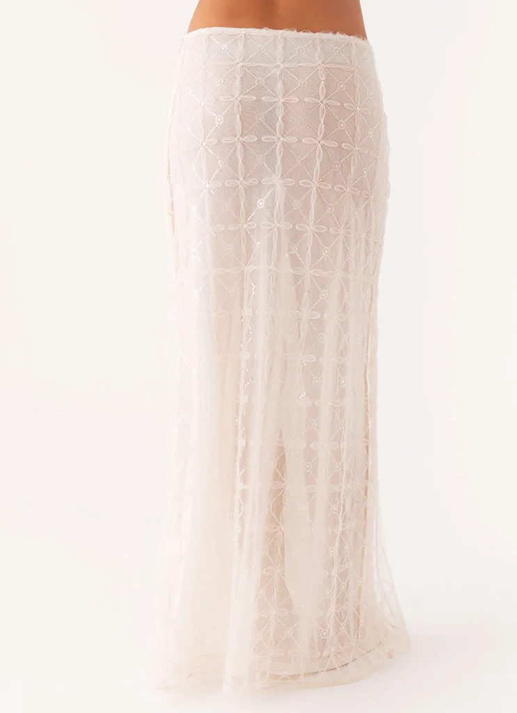 Jupe Maxi à Strass Opale - Blanc