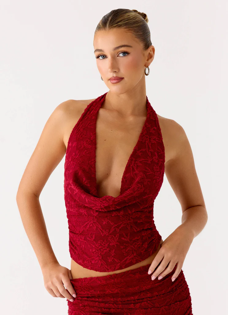 Haut à bretelles Farruko Jacquard - Cherry foncé