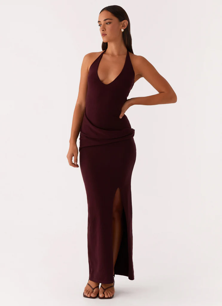 Robe maxi tricot Lucky You - Mulberry