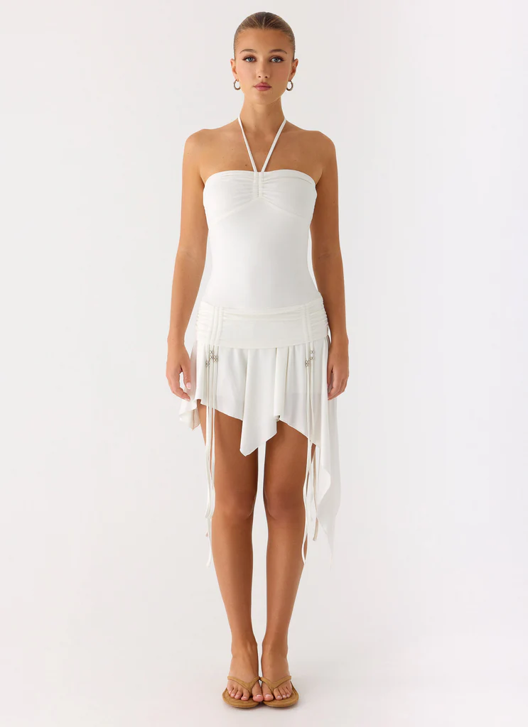 Robe Mini Jersey à Bretelles Khalida - Blanc