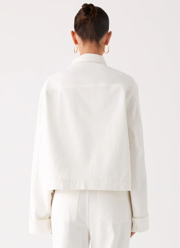 Veste en denim oversize Back Again - Blanc