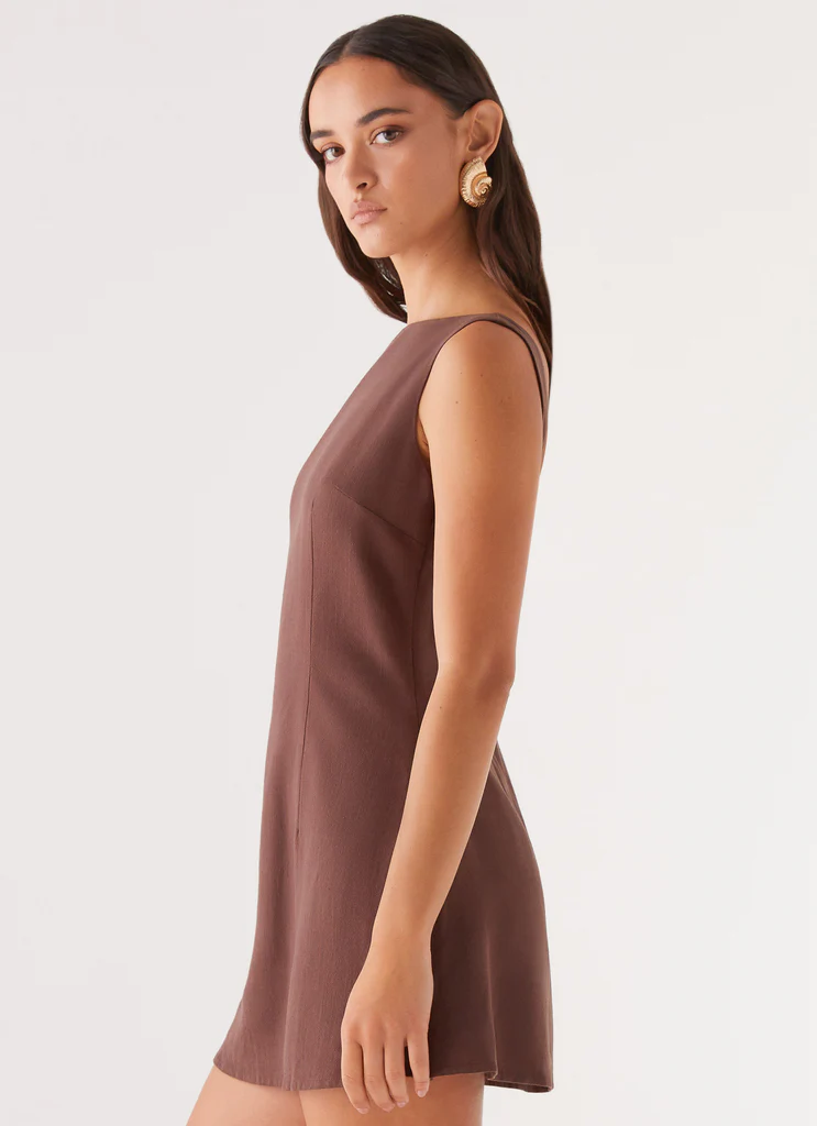 Robe Mini Linen Drunk In Love - Chocolat